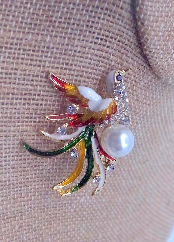 Spilla da donna a forma di fenice, stile retrò cinese, smaltata, antiscivolo, per borse, cappotti, collari, cappelli, sciarpe, decorazione per vestiti, feste, balli studenteschi, Metallo, Nessuna