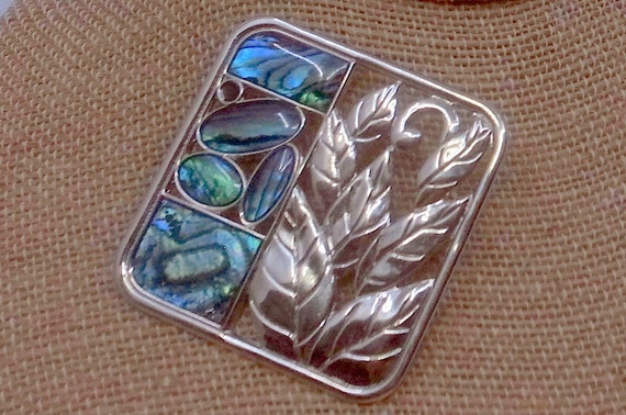 BIG Iridescent Blue and Green Abalone Silver Earr… - image 5