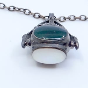 Antiker Uhrenanhänger - Vier Seiten - Perlmutt - Onyx - Karneol - Silber Filigran - Spinner