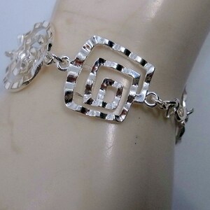 Modern Parure - Necklace, Bracelet, Earrings - Abstract Modernist Design - Squares And Swirls - Excellent Condition - Complete Set
