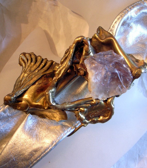 Brutalist Copa Collection - Silver Metallic Leather Belt  display picture 1