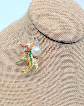 Spilla Fenice Con Zirconia Colore Oro Arcobaleno Moda Strass