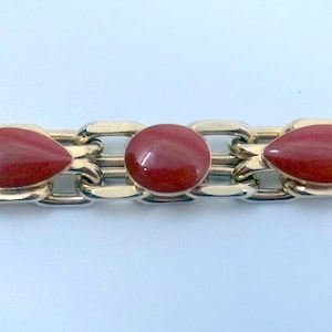 Vintage Carnelian Bracelet - 6&quot; to 7&quot; Wrist - Mid-Century Modern Bracelet