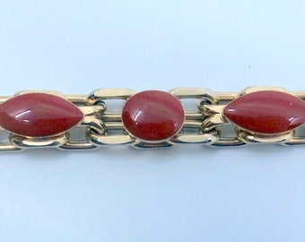 Vintage Carnelian Bracelet - 6" to 7" Wrist - Mid-Century Modern Bracelet