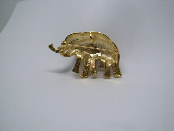 Vintage Elephant Pendant And Brooch -Big Gold Ena… - image 6