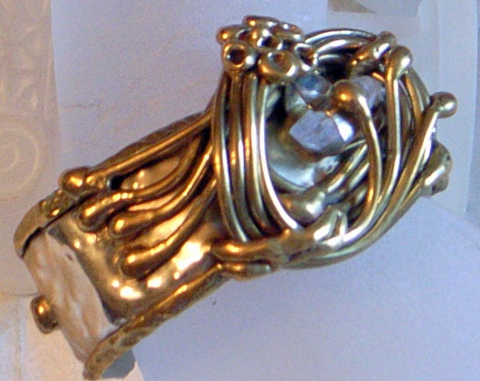 Vintage Artisan Brutalist Copper Silver Cuff Bracelet, Made in Mexico main image 0
