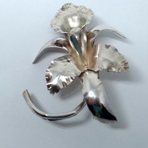 Spilla vintage Sterling Orchid - Spilla in argento Sterling - Spilla a forma di fiore Sterling - Argento peruviano puro