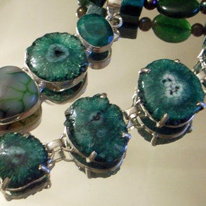 Green Druzy Bracelet And Necklace Set Chrysacola And Real Emerald Gemstone Beads With Real Jade Emerald Green image 3