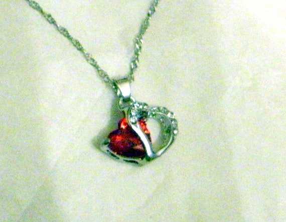 Valentine Heart Necklace - Red Heart - Double Hea… - image 7