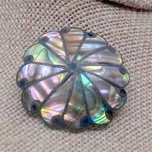 Big Sterling Silver and Abalone Brooch - Mexico - Beautiful Colors - OLD