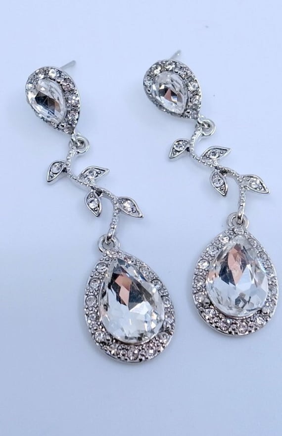 CZ Dangle Earrings - Wedding Earrings - Bling - Lo