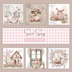 Images Sweet Spring, fichiers JPG haute résolution pour publication de courrier indésirable, scrapbooking, fabrication de cartes, téléchargement numérique, printemps, Pâques