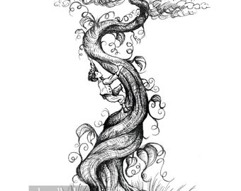 Jack & the Beanstalk / Print of Original Ink Illustration - Etsy