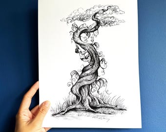 Jack & the Beanstalk / Print of Original Ink Illustration - Etsy