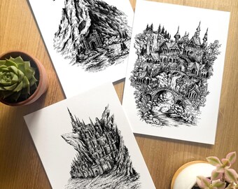 Jack & the Beanstalk / Print of Original Ink Illustration - Etsy