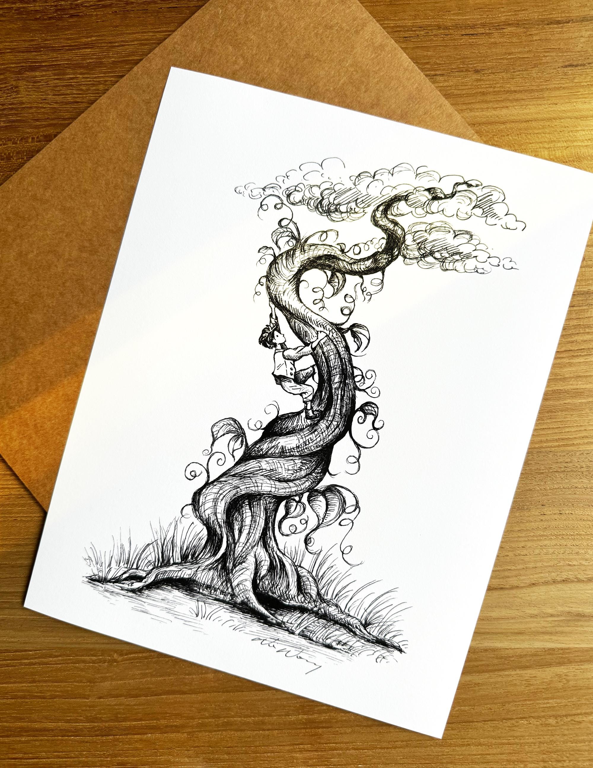 Jack & the Beanstalk / Print of Original Ink Illustration - Etsy