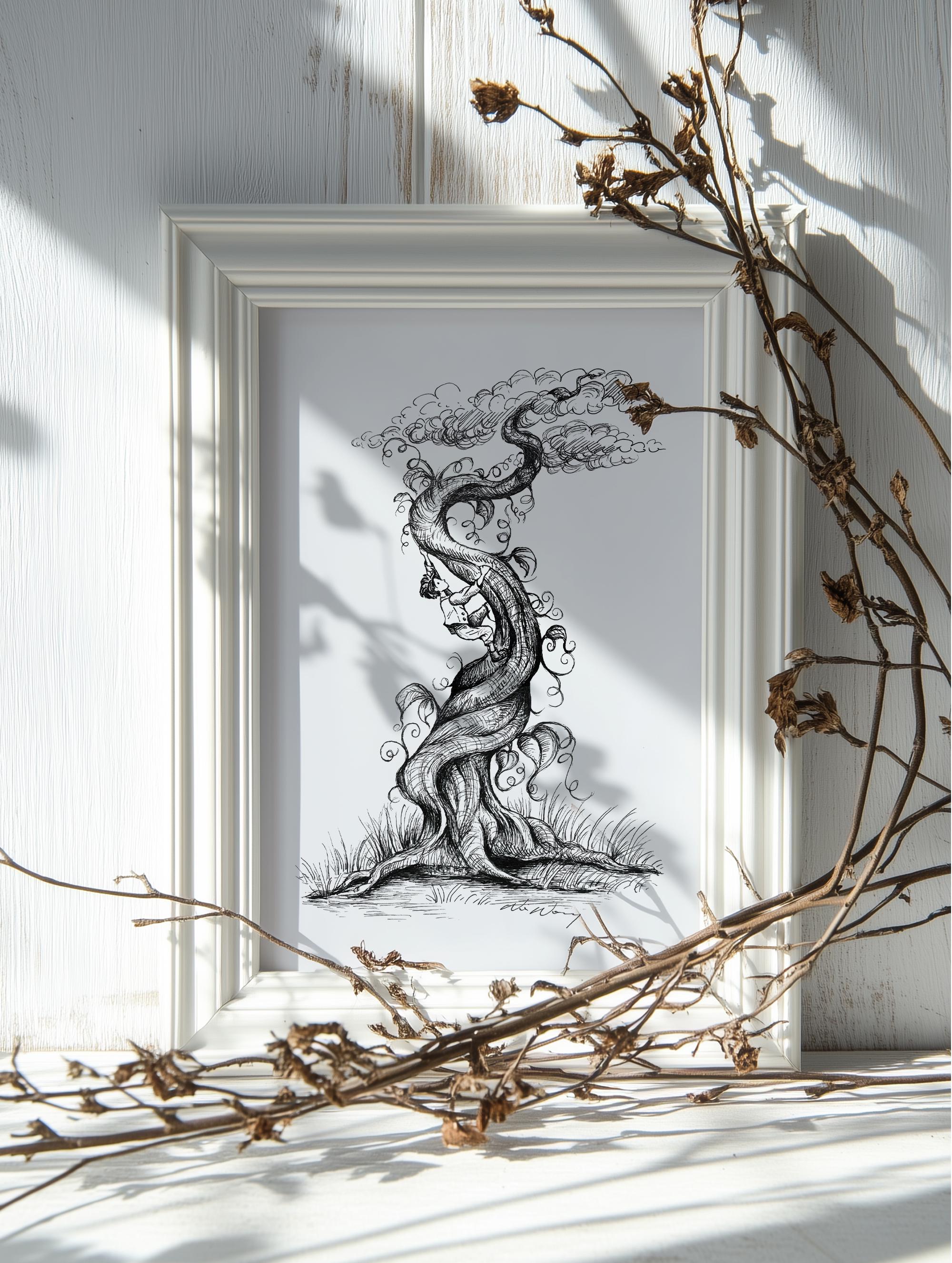 Jack & the Beanstalk / Print of Original Ink Illustration - Etsy