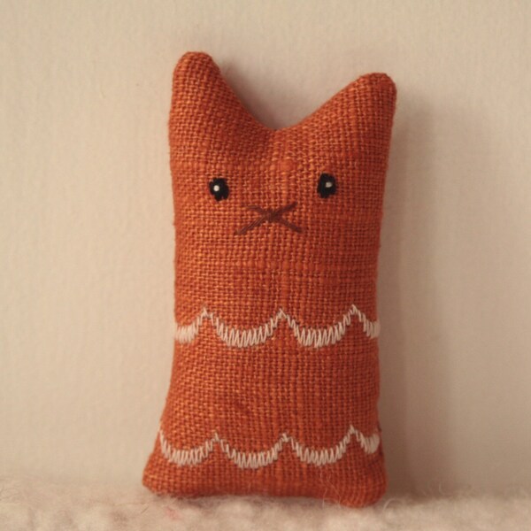 Wally:  orange linen cat, dream pillow cat, lavender sachet