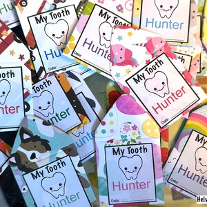 PERSONALIZED Combo Set20 Toothy Envelopes for tooth exchanges PLUS 20 Toothy Receipts with your child's name image 2