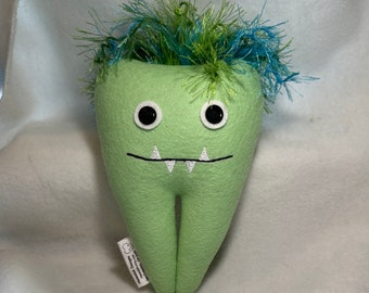 Ready to Ship--My Monster Tooth Fairy Pillow Pal, in Mint Green