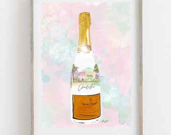 Charleston Style, Veuve Clicquot Art Print, Rainbow Row Charleston, Southern Wall Art