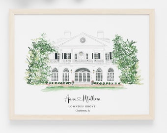 Lowndes Grove, South Carolina, Wedding Art Print (Personalization Available)