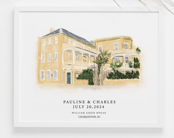 William Aiken House, Charleston, South Carolina, Wedding Art Print (Personalization Available)