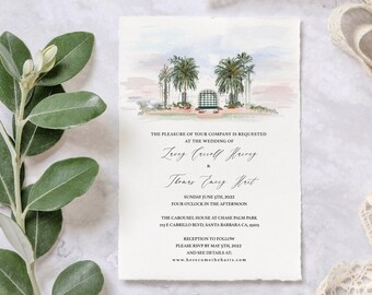 Wedding Venue Invitations, Watercolor Invitations, Custom Wedding Invitations, Wedding Venue Watercolor, Illustrated Invitation, Wedding Art