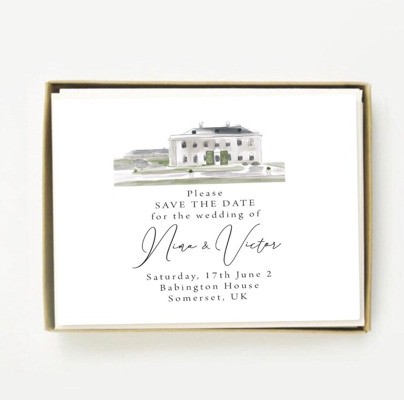 Watercolor Wedding Venue Venue Painting Save Our Date