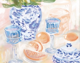 Chinoiserie & Citrus Mahjong Mat(PRE-ORDER)