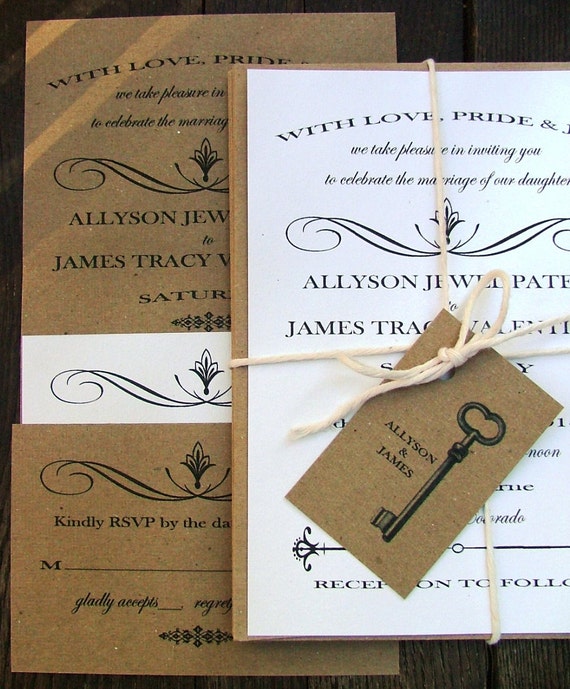 Rustic Wedding Invitation Shabby Chic Wedding Invitation Etsy