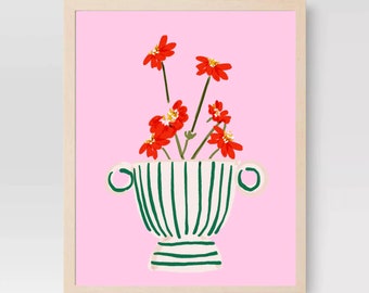 Striped Vase - Art Print