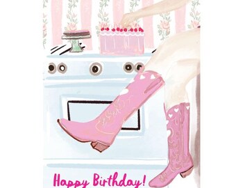 Aniversário de Cowgirl - Cartão de Nota