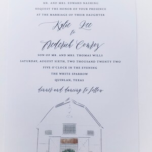 Illustrated wedding invitation, Drawing from Photo, Custom venue illustration , watercolor wedding invitations deposit, best selling item image 5