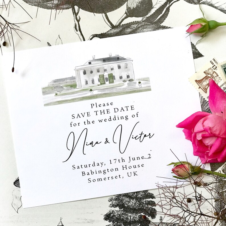 Watercolor Wedding Venue Venue Painting Save Our Date