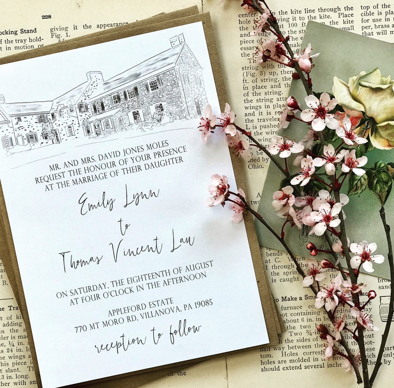 Watercolor Wedding Venue Venue Painting Save Our Date