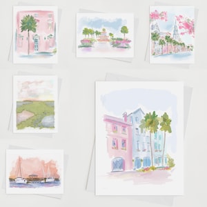 Coastal Charleston-set - notitiekaart (set van 6)