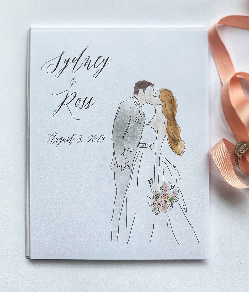 Includes set of 20 Custom thank you card Couple drawing Gift for Bride Groom Gift for Newlyweds Couple sketch Wedding Thank You