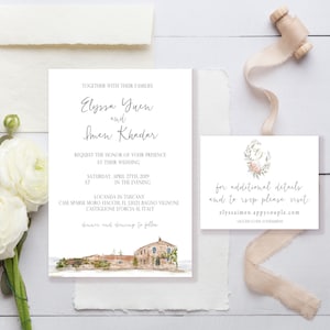 Illustrated wedding invitation, Drawing from Photo, Custom venue illustration , watercolor wedding invitations deposit, best selling item image 7