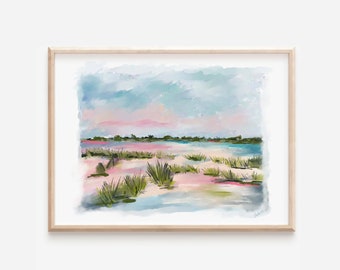 Pastel Blue + Pink Marsh - Art Print