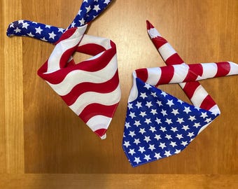 2 bandana 4th of July dog bandanas Memorial Day Patriotic American Flag  tie on fits most medium and large Dogs FREE SHIP 24hrs