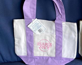 1 Trader Joe’s mini tote bag NWT pastel purple heavy canvas 13” x 10”  SHIP 24hrs