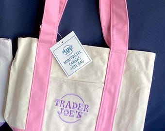 1 Trader Joe’s mini tote bag pastel pink heavy canvas NWT 13” x 10”  SHIP 24hrs
