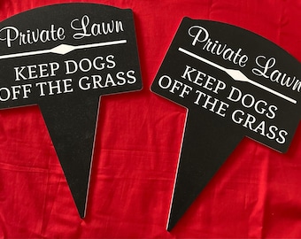 2 no dog poop private Lawn Keep Dogs Off The Grass Garden yard signs  thick sturdy pvc weatherproof 13” tall Made USA