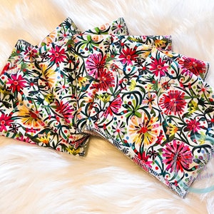 Funky stoffen servetten met bloemenprint, set van 6