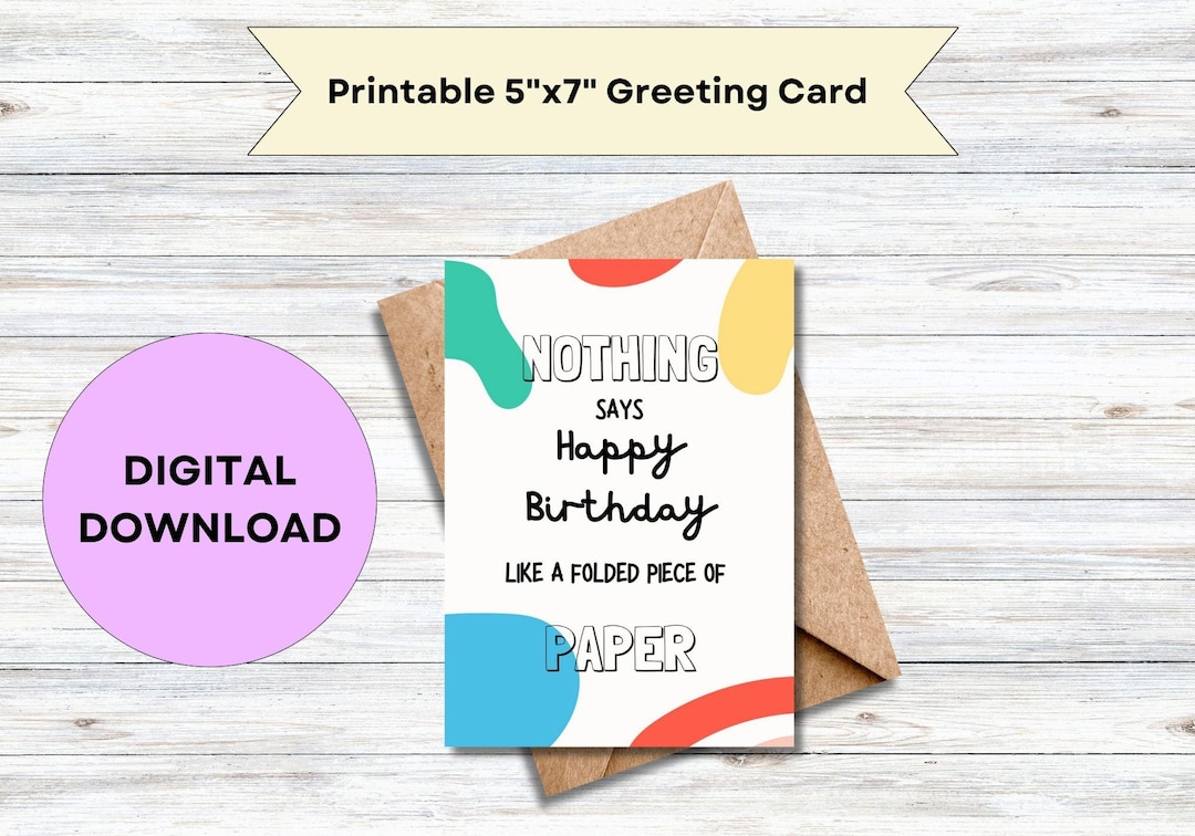Funny Birthday Card - Printable Birthday Card - Folded Card - Digital