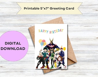 Biglietto di auguri di compleanno My Hero Academia: design anime Plus Ultra (download digitale)