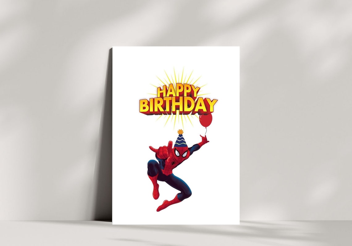 Printable Birthday Card | Spiderman | Digital Download - Etsy