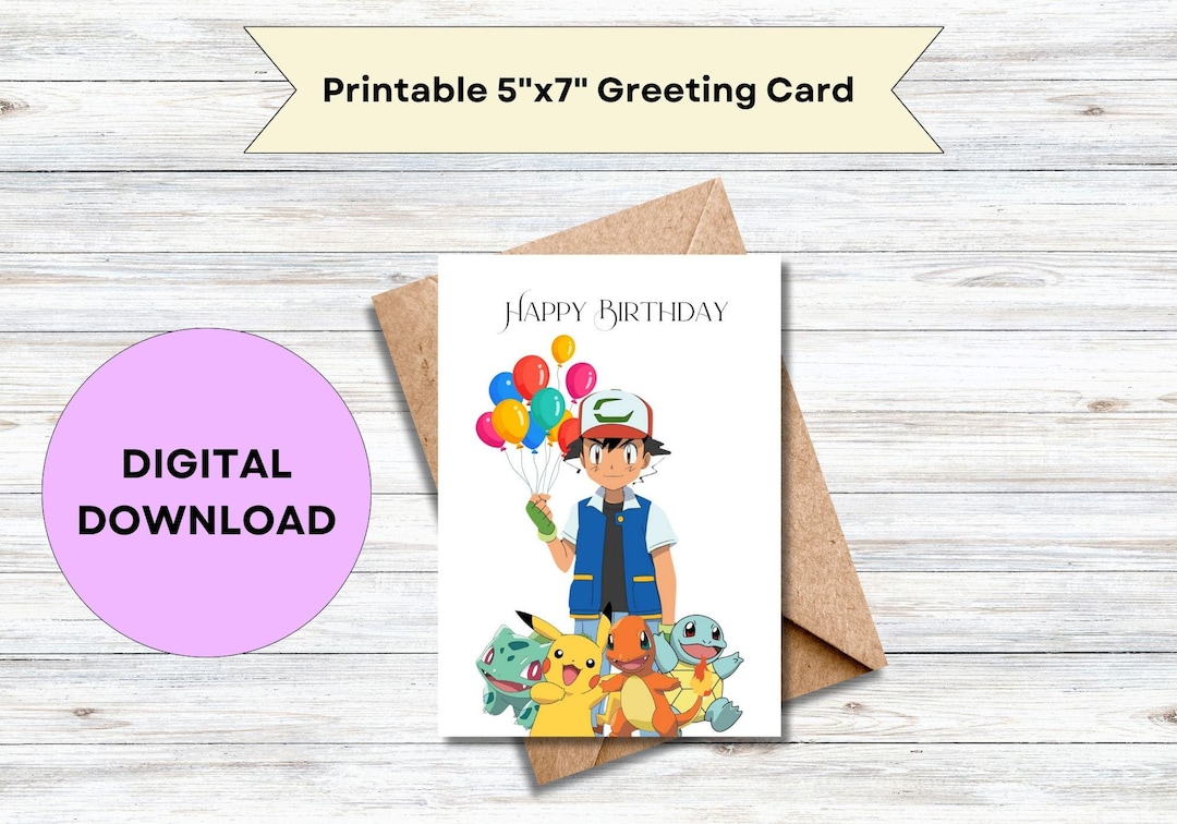 Pikachu Birthday Card | Pokmon Printable 5x7 (digital Download) - Etsy Pikachu Birthday Card | Pokmon Printable 5x7 (digital Download) - Etsy