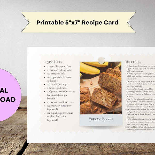 Banana Bread Recipe - Etsy